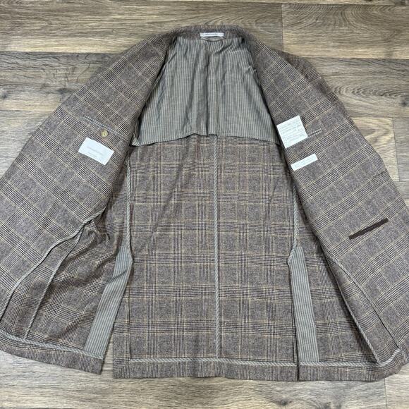 Ermenegildo Zegna Brown Houndstooth Cashmere/Wool Sport Coat Blazer Jacket 44L - Picture 10 of 16